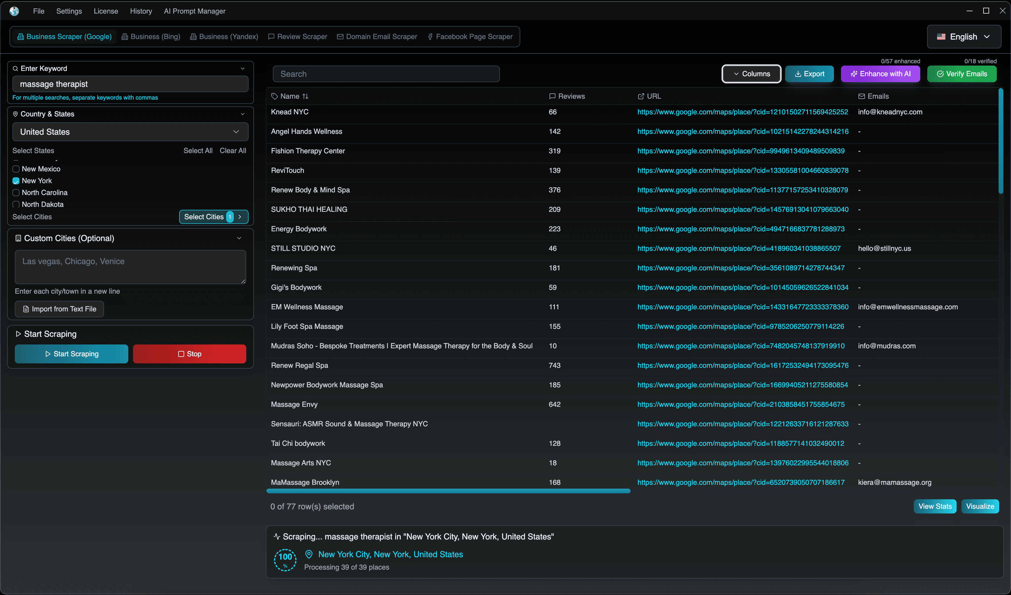 Scraping in progress